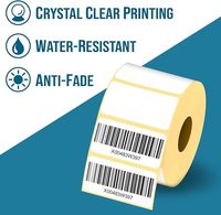 Étiquettes adhésives thermiques imperméables réutilisables, rouleau de 2000 étiquettes, 50 x 25 mm, découpées, autocollantes, pour codes-barres, emballage