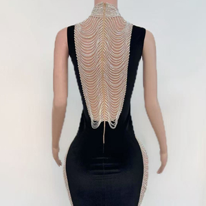 NOVANCE Y5421 Abiti Estivi da Donna con Diamanti Luccicanti, Abiti Tubino Neri Eleganti per Feste, Balli e Banchetti - Product Image 5