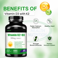 Capsules de Vitamine D3 K2 MK7 Marque Blanche – Soutien Osseux, Cardiaque et Immunitaire – Complément Alimentaire – Formule Personnalisée OEM ODM – Fournisseur en Gros Direct Usine