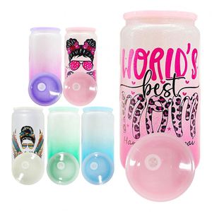 Recyclable Powder Coated Sublimation <b>Beer</b> 16Oz Shimmer Rough Glitter Tumbler Cups Glass Can - Product Image 1