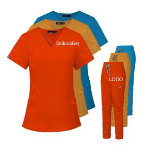 Divise in Rayon di poliestere per infermiere ospedaliere set di scrub a maniche corte set di uniformi da scrub personalizzate per Spa di bellezza - Product Image 1