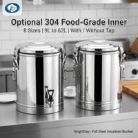Contenedor Térmico de Acero Inoxidable de Gran Capacidad con Doble Pared y Acabado Espejo, Calentador de Alimentos Comercial con Grifo