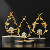 Ornements en métal Art Déco avec boule de cristal pour la maison, le bureau, la table, la décoration d'anniversaire