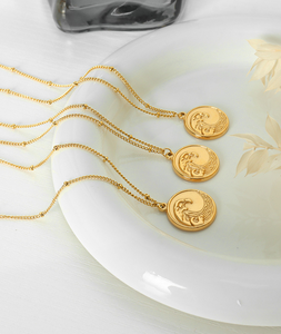 Summer Beach Voyage Bijoux <span class=keywords><strong>surfer</strong></span> Hawaïen 18K Or plaqué acier inoxydable disque Vague pendentif collier - Product Image 6