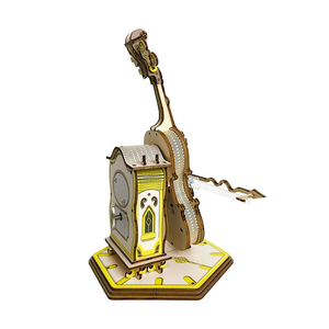 Design di moda Punk violoncello in legno kit modello Puzzle da te assemblare giocattoli 3D scatola di musica <span class=keywords><strong>Vintage</strong></span> cartone animato strumento musicale stile - Product Image 5