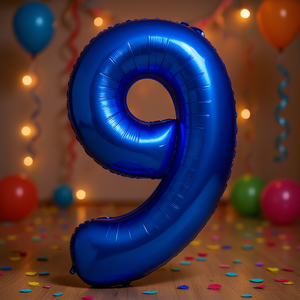 Globo de Fiesta con Número 9 Azul Oscuro de 1 Metro, Metálico, para Decoración de Cumpleaños - Product Image 2