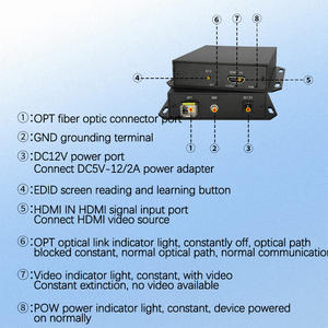 Extenseur <span class=keywords><strong>HDMI</strong></span> sur <span class=keywords><strong>fibre</strong></span> <span class=keywords><strong>optique</strong></span> 1 canal avec audio |   Émetteur-récepteur vidéo HD non compressé 1920*1200 60Hz 20km pour transmission longue distance - Product Image 2