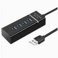USB 2.0 roestvrijstalen laptop/desktopcomputer uitbreidingshub (1-tot-4) Kabellengte van 1,2 meter