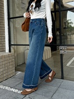 Jeans droits décontractés amples pour femmes, design léger et respirant, élastique quadridirectionnel, taille haute, vente en gros