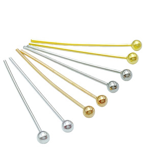 Agujas de cobre puro para bisutería, agujas en T con cabeza de bola para hacer pulseras, diseño cónico chapado en oro de 14 quilates - Product Image 4