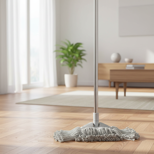 Gizmop Mopa Húmeda de Algodón de 300gr con Bucle de Algodón para Parquet y Suelos de Madera Natural, Autoescurrible, Antibacteriana, con Palo de Acero Inoxidable Duradero - Product Image 3
