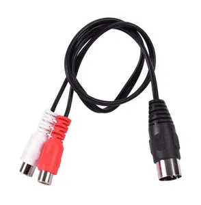 Oem Midi Din 5P Mannelijk Naar 2 Rca Phono Female Socket Jack Mf Audiokabel 0.5M