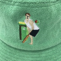 Serviette éponge verte chapeaux seau Bandana fourrure luxe extra et grand chapeau seau avec sac à main assorti chapeau de pêcheur