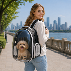 Transportín Transparente, Portátil y Transpirable para Perros y Gatos, de Doble Correa para Hombro, con Cierre de Cremallera y Capacidad para 6.5 kg - Product Image 6