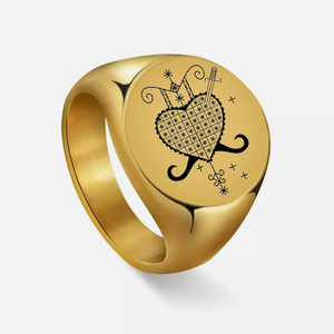 R045 Voodoo Veve simboli Sigil Charm gioielli Vodou <span class=keywords><strong>Lwa</strong></span> Loa Talisman gioielli amuleto Laser inciso in acciaio inossidabile anelli - Product Image 1