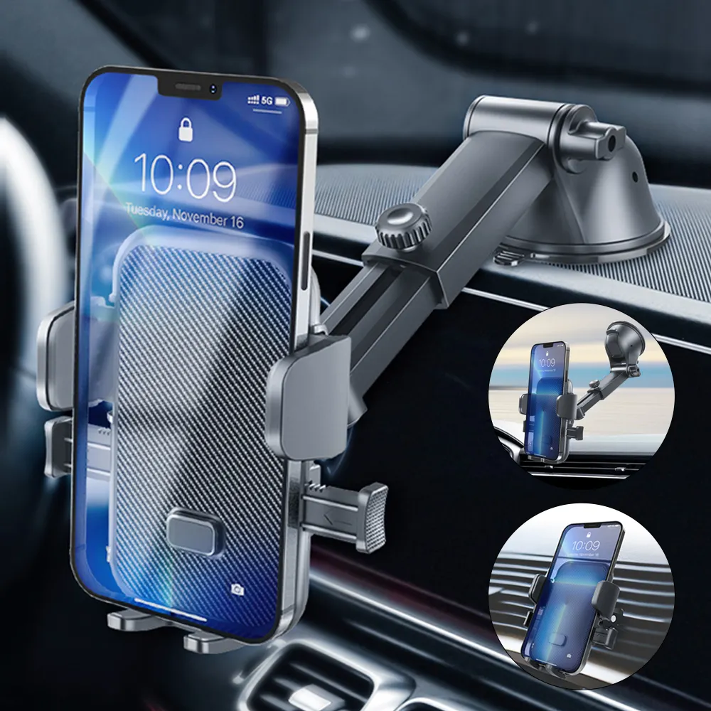 Taiworld Anti-Shake 3 en 1 Stable Forte Ventouse Support de Téléphone Pare-Brise Tableau de Bord Évent Bras Télescopique Support de Téléphone de Voiture