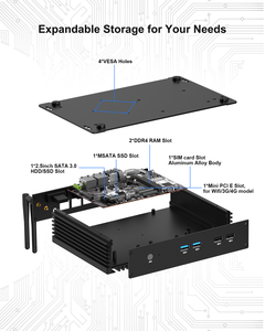 كمبيوتر صغير صناعي كور I5 8250u I7 8550u HD + VGA Win10 RS232 أوبونتو يدعم 3G/4G وحدة سبائك الألومنيوم مربع الكمبيوتر - Product Image 4