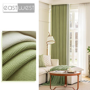 Doğu batı fabrika kaynağı çizgili tasarım katı stil yumuşak 90% karartma yeşil şönil perde kumaşı ses yalıtımı ile - Product Image 4