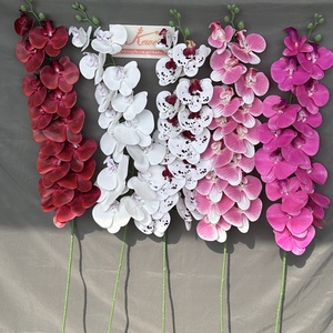 A-949 grande orchidée Cymbidium blanche au toucher réel <span class=keywords><strong>15</strong></span> têtes fleur artificielle en Latex avec longue tige fausse orchidée <span class=keywords><strong>de</strong></span> haute qualité - Product Image 1