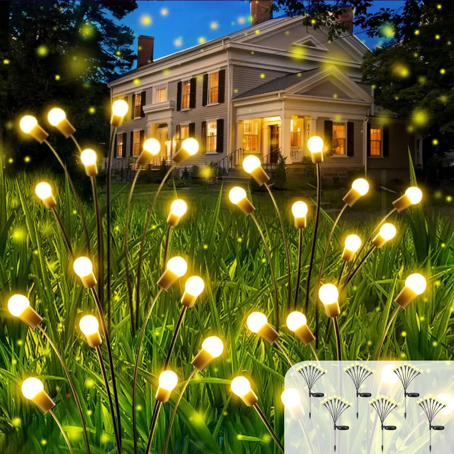 Luce solare giardino illuminazione esterna impermeabile 6/8/10 LED fuochi d'artificio ondeggianti lucciola luce per il percorso del giardino decorazione per la casa