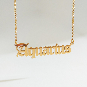 Signo del zodiaco collar de acero inoxidable inglés antiguo Collar para las mujeres - Product Image 1