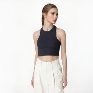 Nouveau haut élastique sans couture Fitness taille haute minceur nombril séchage rapide Yoga chemise sans manches femmes sport course Sexy débardeur - Product Image 1