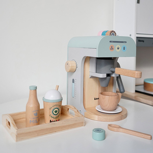 Style nordique nouveau Design gros en bois enfants populaire Simulation unisexe semblant jouer cuisine jouet ensemble <span class=keywords><strong>Machine</strong></span> à café pour les enfants - Product Image 4