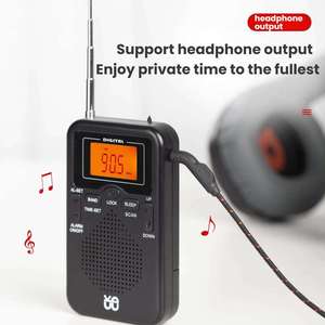 <span class=keywords><strong>Radio</strong></span> portátil AM FM <span class=keywords><strong>Radio</strong></span> de voz estéreo controlada por reloj-Excelente recepción multifunción y 2 baterías AAA - Product Image 5