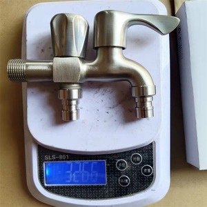 Robinet de machine à laver à double sortie en acier inoxydable 304, monocommande mural, design minimaliste, avec cartouche céramique, facile à installer - Product Image 3
