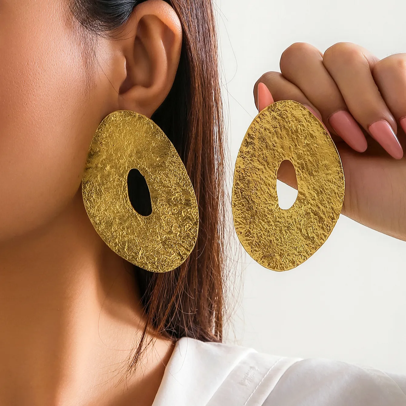 SHIXIN orecchini a bottone vuoti ovali geometrici esagerati classici dichiarazione di moda donna orecchini Piercing Punk accessori per gioielli
