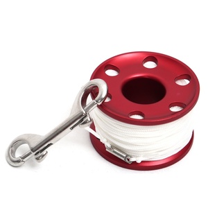 Carrete de buceo de aluminio de 50m al por mayor, con doble gancho de 100mm, antienredos, de acero inoxidable SS316, para placa dorsal, chaqueta de buceo, boya marcadora SMB - Product Image 3