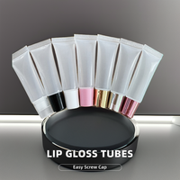Logo personnalisé Mini Tube de brillant à lèvres en plastique souple à presser Capuchon de 5ml 8ml 10ml 15ml 20ml Tubes de rouge à lèvres et de crème cosmétiques transparents vides