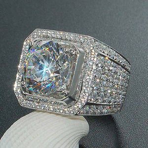 DAIHE Luxus Glaring Square Full <span class=keywords><strong>Diamond</strong></span> Herren Diamante Ring Beliebter Schmuck ring