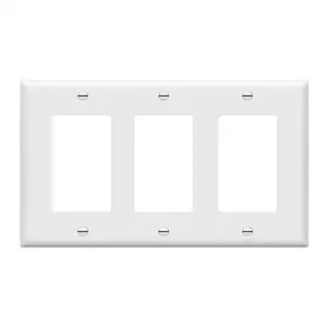 Decorator Light Switch ou Receptáculo Outlet Wall Plate Gloss Finish Tamanho 3-Gang C660R3-W Branco com decoração led sala de estar