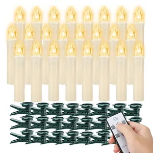 Warm Yellow Flicker Dimmable Clip-On Led Candle Light Christmas Tree Lights Candle For Christmas Tree Decor