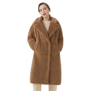 Wholesale Custom Coat Women Sheep Fleece Jacket Long Teddy Coat Women