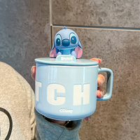 Mug en céramique à motif de dessin animé avec couvercle et poignée, tasse à café et à lait personnalisée pour le bureau, l'école et les cadeaux