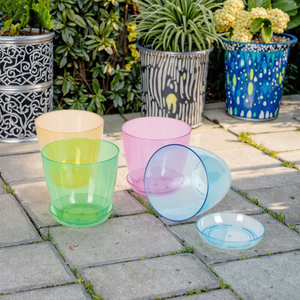 Haixin Pots de fleurs en plastique PS à prix réduit Jardinières Pots de fleurs transparents Petits pots de fleurs avec base - Product Image 5