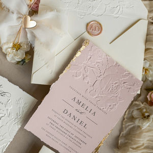 Élégantes cartes d'invitation de mariage personnalisées avec gaufrage 3D et enveloppe RSVP – Mariage moderne invité - Product Image 3