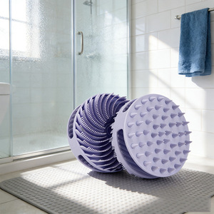 Brosse de bain ronde en silicone, double face, à poils doux, pour adultes et enfants - Product Image 2