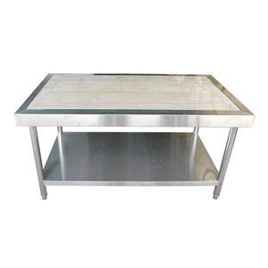 Plan <span class=keywords><strong>de</strong></span> travail en bois à bords en acier inoxydable personnalisable, panneaux épaissis, robuste et durable, table <span class=keywords><strong>de</strong></span> pétrissage <span class=keywords><strong>de</strong></span> qualité alimentaire - Product Image 1