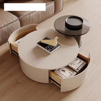 Table basse en verre design minimaliste pour salon, petite table de rangement circulaire simple pour la maison