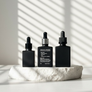 Wholesale Essential Oil Glass <b>Bottle</b> Matte Black Silk Screen logo 15ml 30ml 50ml Rectangular <b>Dropper</b> <b>Bottle</b> - Product Image 1