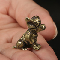 Nouveauté : Bijou en laiton antique en forme de chiot mignon, figurine de thé en laiton pour petites décorations. Pièce