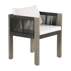 Chaise de salle à manger d'extérieur en teck et corde tressée, chaise longue en corde tressée, mobilier de jardin et de terrasse - <span class=keywords><strong>Aluna</strong></span> - Product Image 1