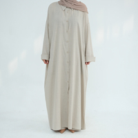 Nouveauté : Ensemble Abaya Musulmane Modeste en Tissu Lin Coton pour Femme, Chemise Abaya et Pantalon, Tenue Quotidienne, Robe Musulmane Abaya de Dubaï, Ensemble 2 Pièces