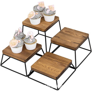 Gỗ keo 3 tầng cupcake đứng tháp phục vụ khay mộc mạc bằng gỗ tráng miệng bảng hiển thị thiết lập nhỏ chees charcuterie - Product Image 3