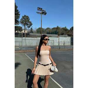 Vestido Plisado Sin Tirantes de Color Sólido con Cremallera Decorativa, Spandex de Alta Calidad para Fiestas Formales y Clubes, Personalizable, Tallas XS-XL - Product Image 5