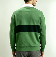 Chemises en coton 100% vertes personnalisées de haute qualité, broderie de travail, anti-boulochage, tricotées, t-shirts unis à manches longues, polos boutonnés