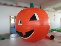 Ballon gonflable géant citrouille d'Halloween 3m orange et vert avec visage souriant, décoration extérieure pour jardin, fête et événement, ventilateur intégré